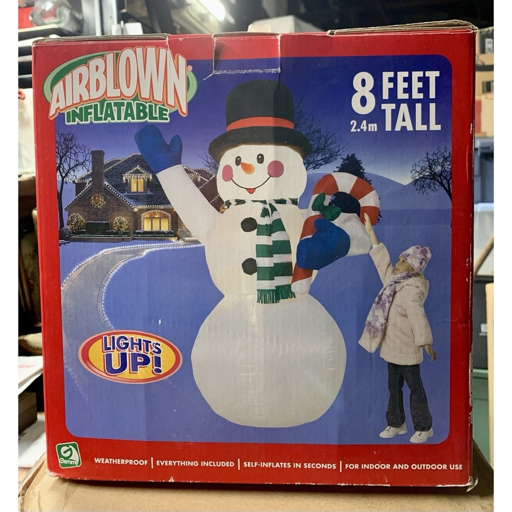 Gemmy Snowman Christmas Holiday Giant 8' Airblown Inflatable Lights Up RARE